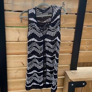 Vintage black & white crocheted beach coverup
